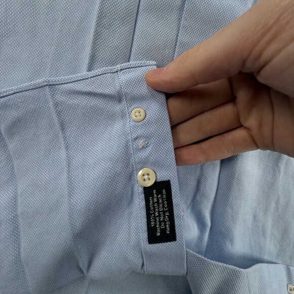 David Donahue Long Sleeve Button Up Shirt Men Cotton Trim Fit 16.5 34/35 Blue ** - Picture 12 of 16